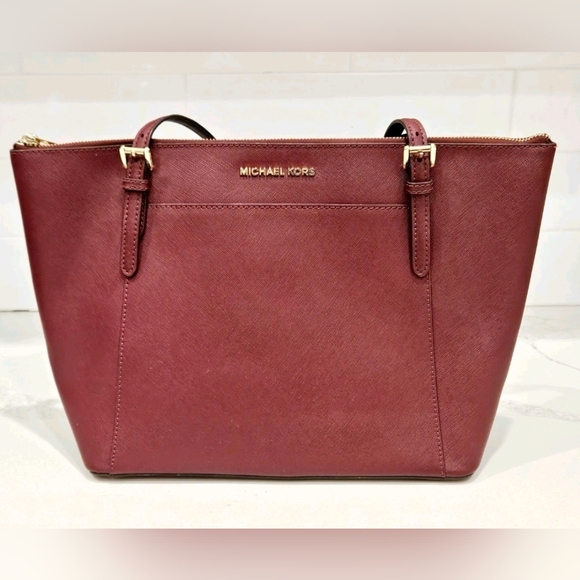 Michael Kors Burgundy Saffiano Leather Tote Authentic